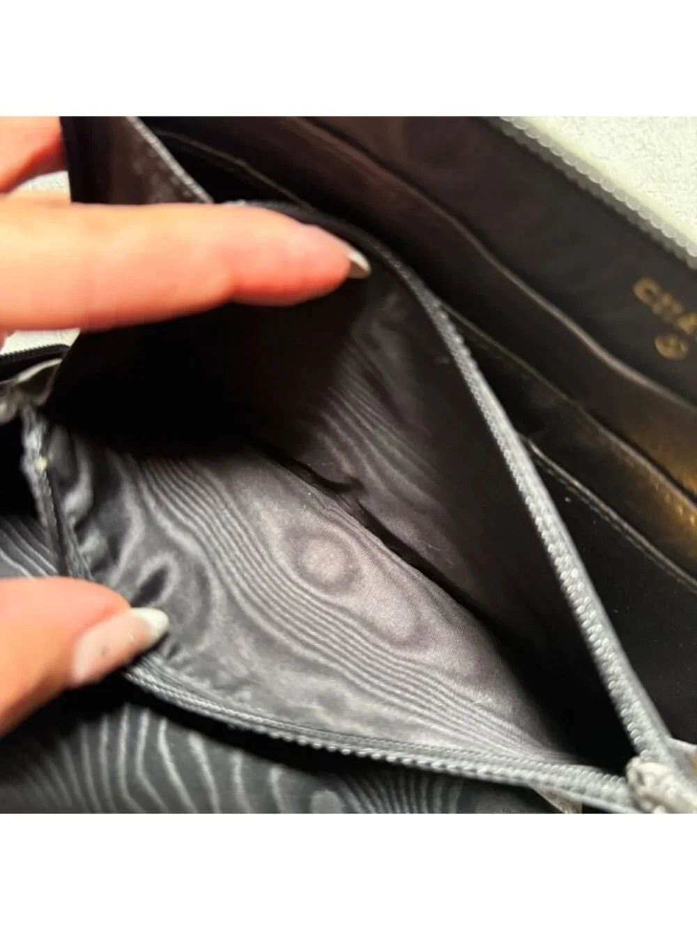 Chanel Round Zipper Long Wallet Coco Patent Leather Decacoco Black